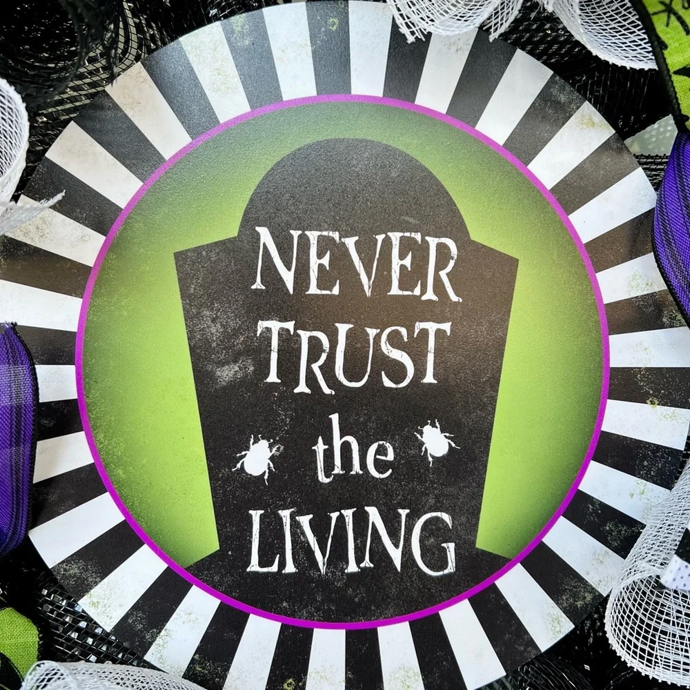 Halloween Themed Wreath with Black, Green, and Purple Accents - Picture 3 of 5